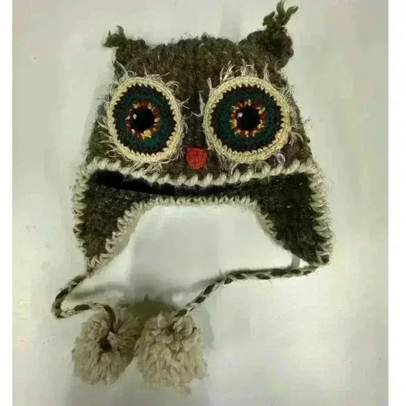 HAND CROCHET KIDS OWL HAT BEANIE - Picture 4 of 8